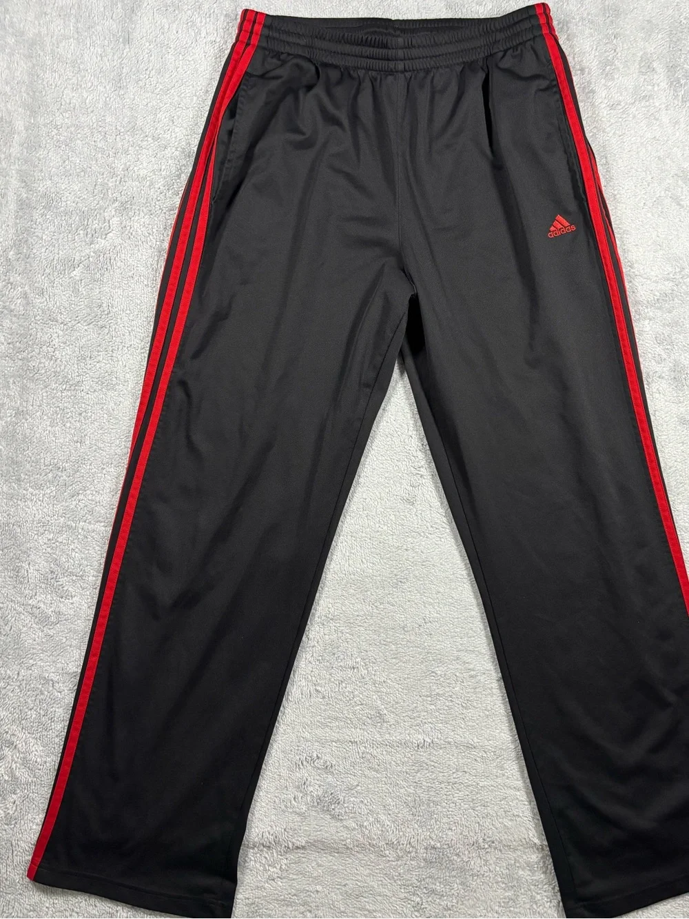 adidas Black Track Pants with Red Stripes